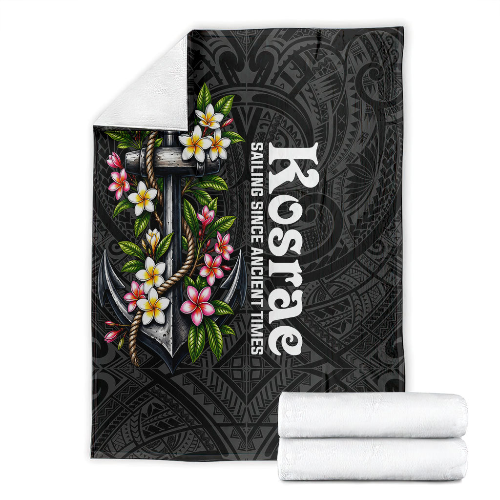 Kosrae Nautical Heritage Blanket Polynesian Tribal Anchor With Plumeria Tropical Art