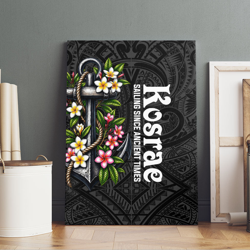 Kosrae Nautical Heritage Canvas Wall Art Polynesian Tribal Anchor With Plumeria Tropical Art