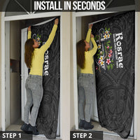 Kosrae Nautical Heritage Door Cover Polynesian Tribal Anchor With Plumeria Tropical Art