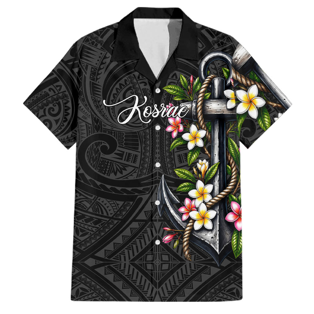 Kosrae Nautical Heritage Family Matching Mermaid Dress and Hawaiian Shirt Polynesian Tribal Anchor With Plumeria Tropical Art