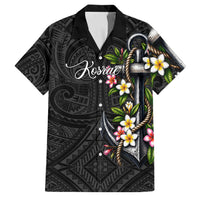 Kosrae Nautical Heritage Family Matching Puletasi and Hawaiian Shirt Polynesian Tribal Anchor With Plumeria Tropical Art