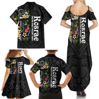 Kosrae Nautical Heritage Family Matching Summer Maxi Dress and Hawaiian Shirt Polynesian Tribal Anchor With Plumeria Tropical Art