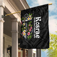 Kosrae Nautical Heritage Garden Flag Polynesian Tribal Anchor With Plumeria Tropical Art