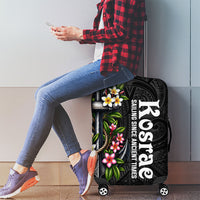 Kosrae Nautical Heritage Luggage Cover Polynesian Tribal Anchor With Plumeria Tropical Art