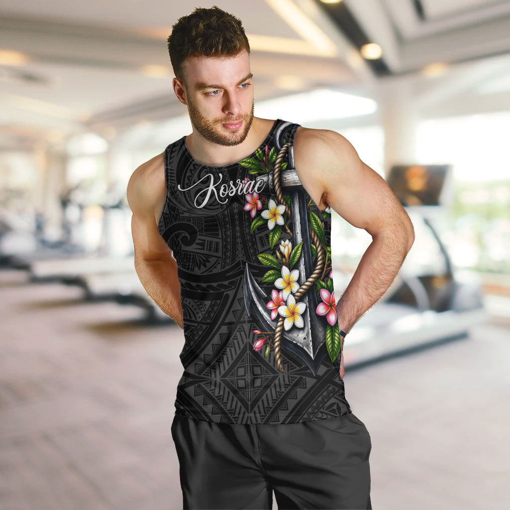 Kosrae Nautical Heritage Men Tank Top Polynesian Tribal Anchor With Plumeria Tropical Art