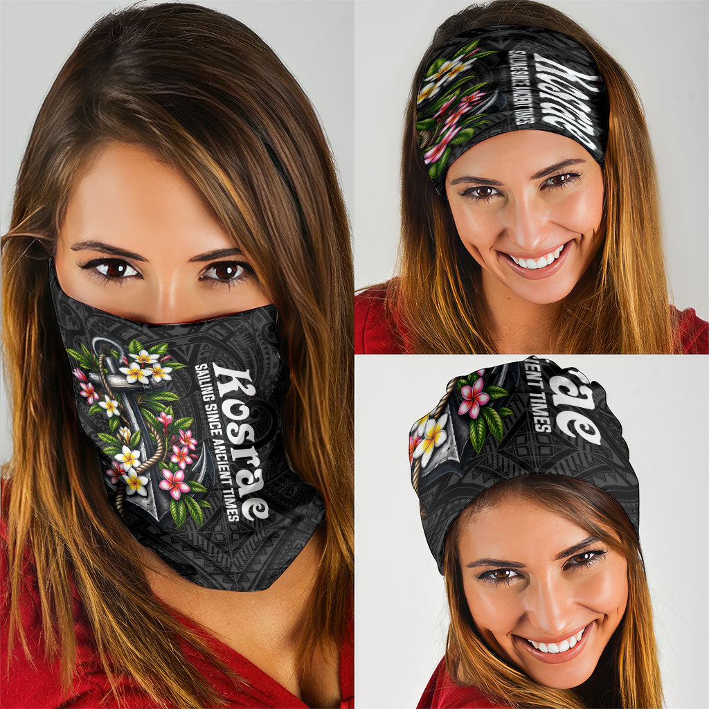 Kosrae Nautical Heritage Neck Gaiter Polynesian Tribal Anchor With Plumeria Tropical Art