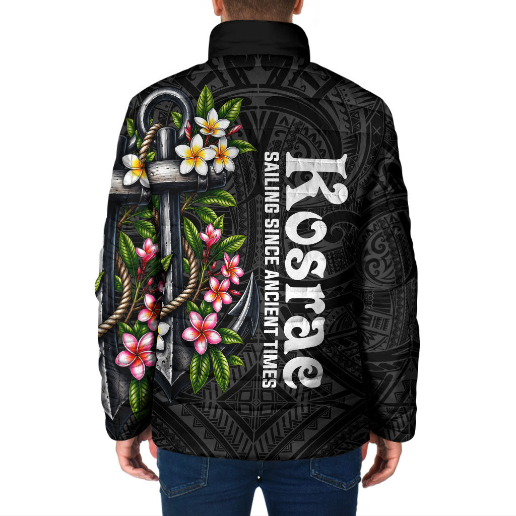 Kosrae Nautical Heritage Padded Jacket Polynesian Tribal Anchor With Plumeria Tropical Art