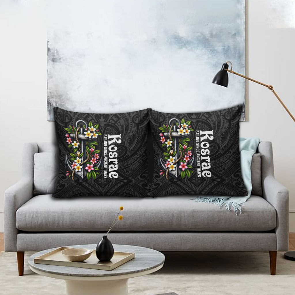 Kosrae Nautical Heritage Pillow Cover Polynesian Tribal Anchor With Plumeria Tropical Art