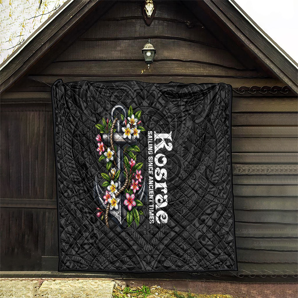 Kosrae Nautical Heritage Quilt Polynesian Tribal Anchor With Plumeria Tropical Art
