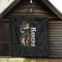 Kosrae Nautical Heritage Quilt Polynesian Tribal Anchor With Plumeria Tropical Art