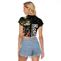 Kosrae Nautical Heritage Raglan Cropped T Shirt Polynesian Tribal Anchor With Plumeria Tropical Art
