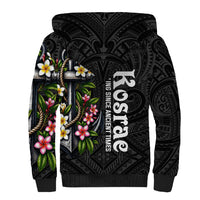 Kosrae Nautical Heritage Sherpa Hoodie Polynesian Tribal Anchor With Plumeria Tropical Art