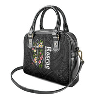 Kosrae Nautical Heritage Shoulder Handbag Polynesian Tribal Anchor With Plumeria Tropical Art