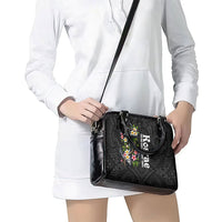 Kosrae Nautical Heritage Shoulder Handbag Polynesian Tribal Anchor With Plumeria Tropical Art