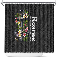 Kosrae Nautical Heritage Shower Curtain Polynesian Tribal Anchor With Plumeria Tropical Art
