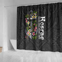 Kosrae Nautical Heritage Shower Curtain Polynesian Tribal Anchor With Plumeria Tropical Art