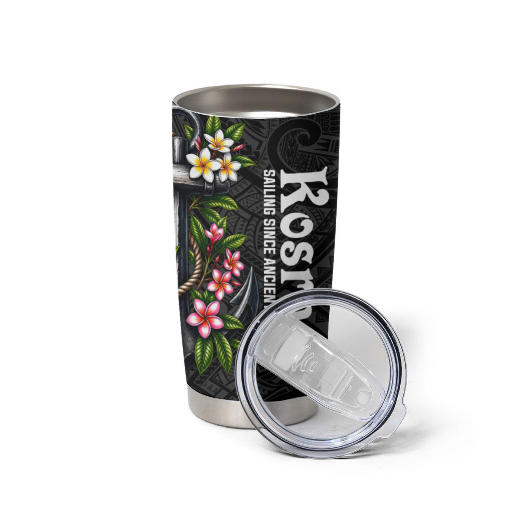 Kosrae Nautical Heritage Tumbler Cup Polynesian Tribal Anchor With Plumeria Tropical Art