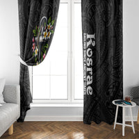 Kosrae Nautical Heritage Window Curtain Polynesian Tribal Anchor With Plumeria Tropical Art
