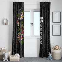 Kosrae Nautical Heritage Window Curtain Polynesian Tribal Anchor With Plumeria Tropical Art