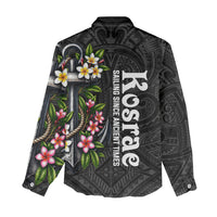 Kosrae Nautical Heritage Women Casual Shirt Polynesian Tribal Anchor With Plumeria Tropical Art