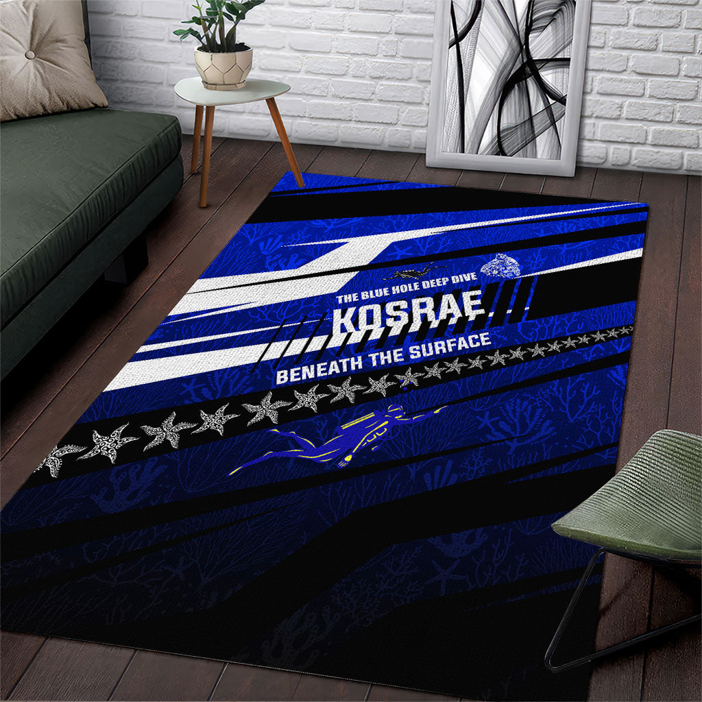 Kosrae Deep Sea Scuba Diving Area Rug Blue Hole Beneath The Surface Coral Reef Graphic Art TS04 Blue Black - Polynesian Pride