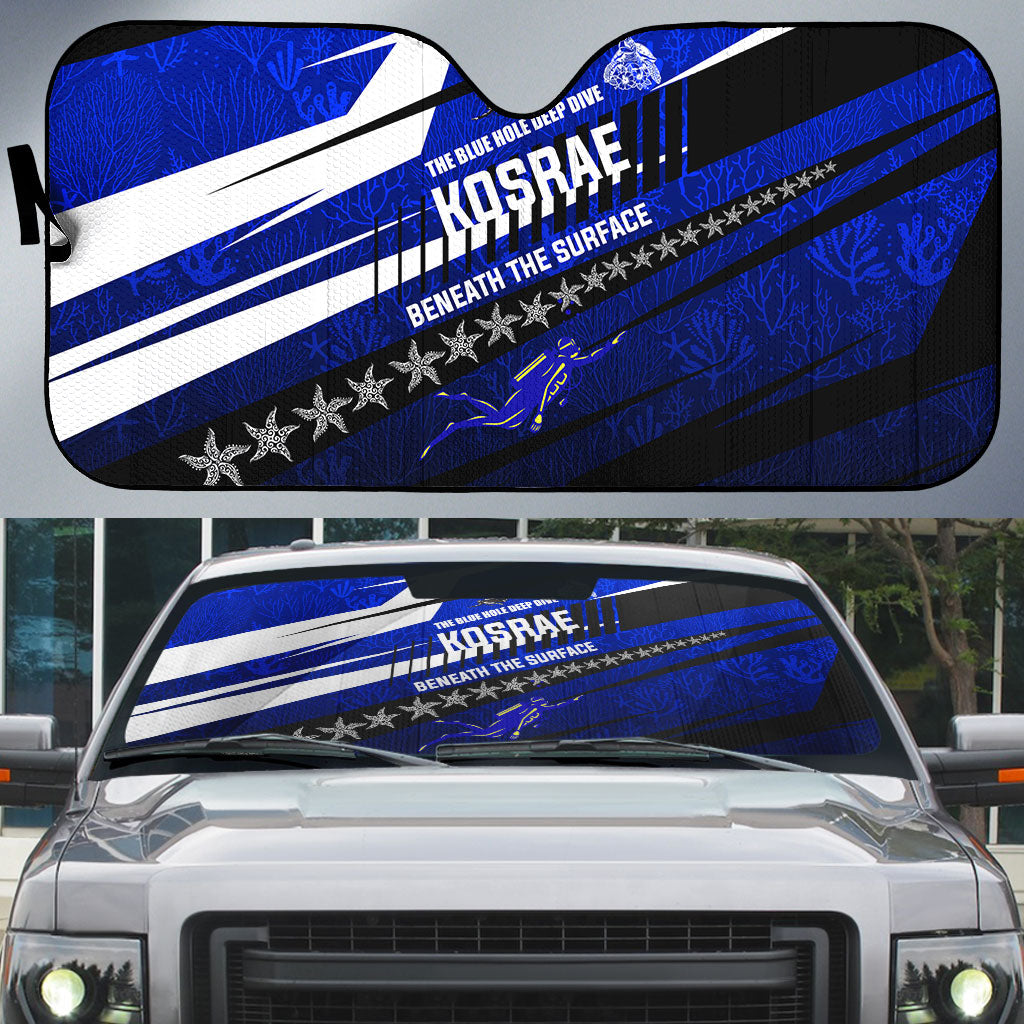 Kosrae Deep Sea Scuba Diving Auto Sun Shade Blue Hole Beneath The Surface Coral Reef Graphic Art