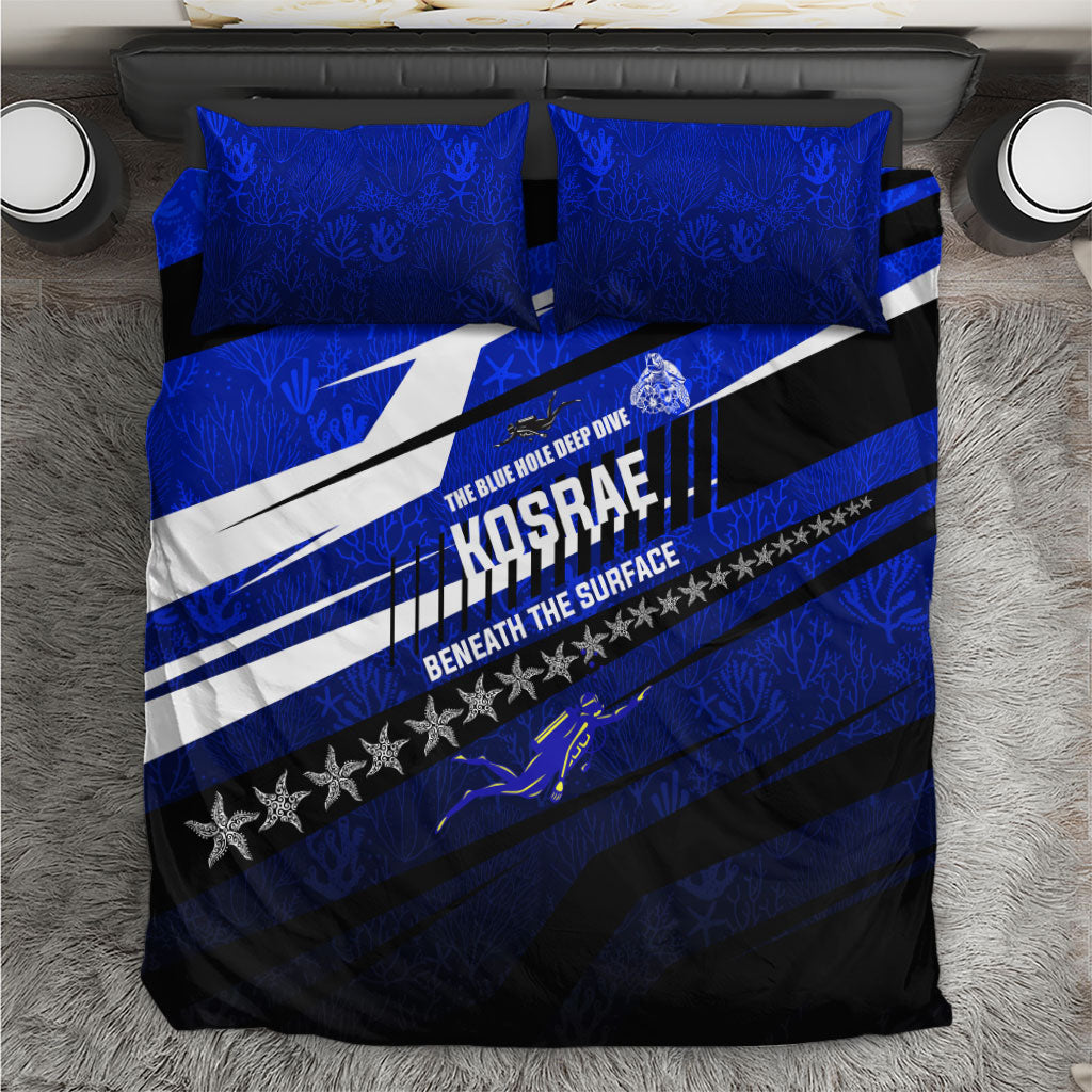 Kosrae Deep Sea Scuba Diving Bedding Set Blue Hole Beneath The Surface Coral Reef Graphic Art