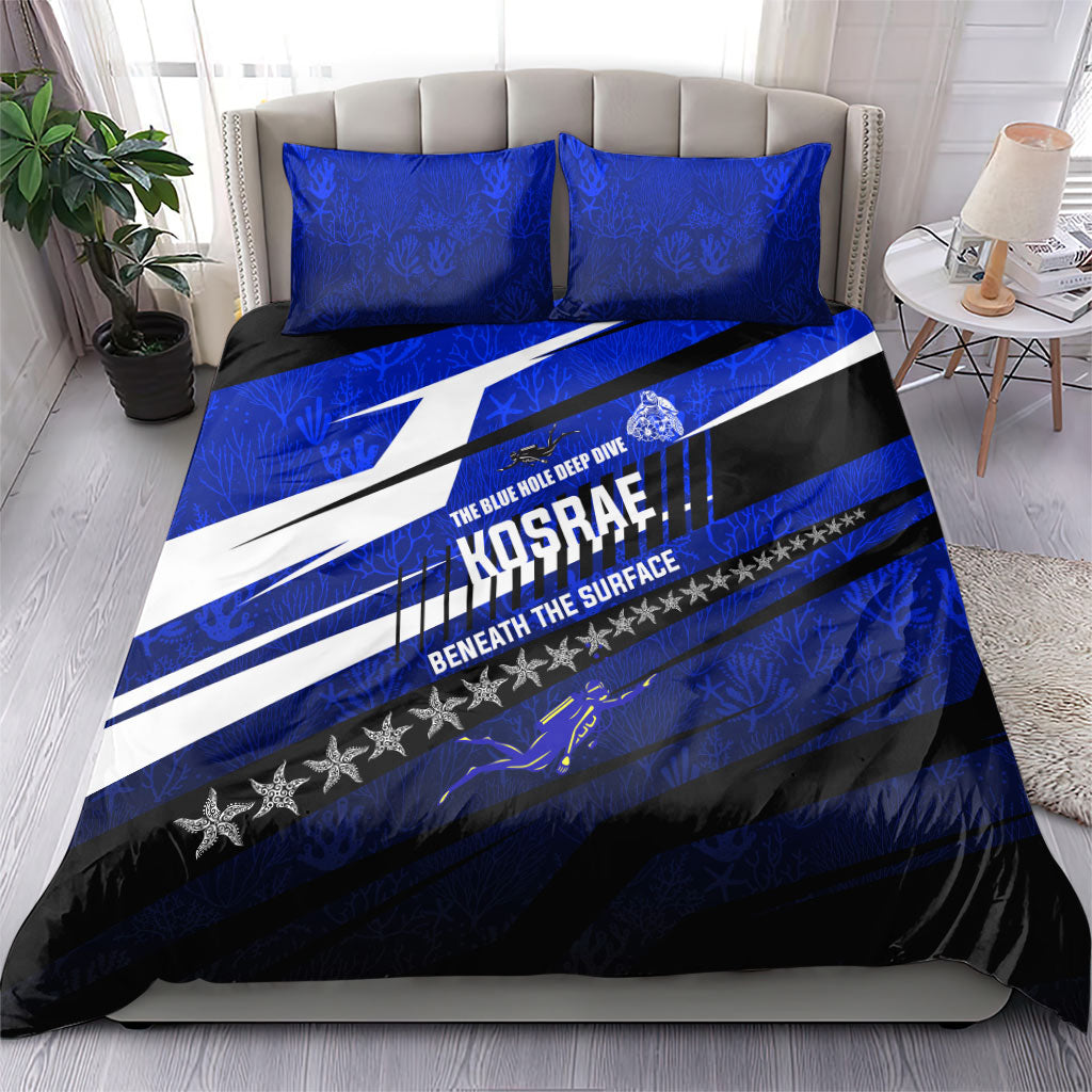 Kosrae Deep Sea Scuba Diving Bedding Set Blue Hole Beneath The Surface Coral Reef Graphic Art