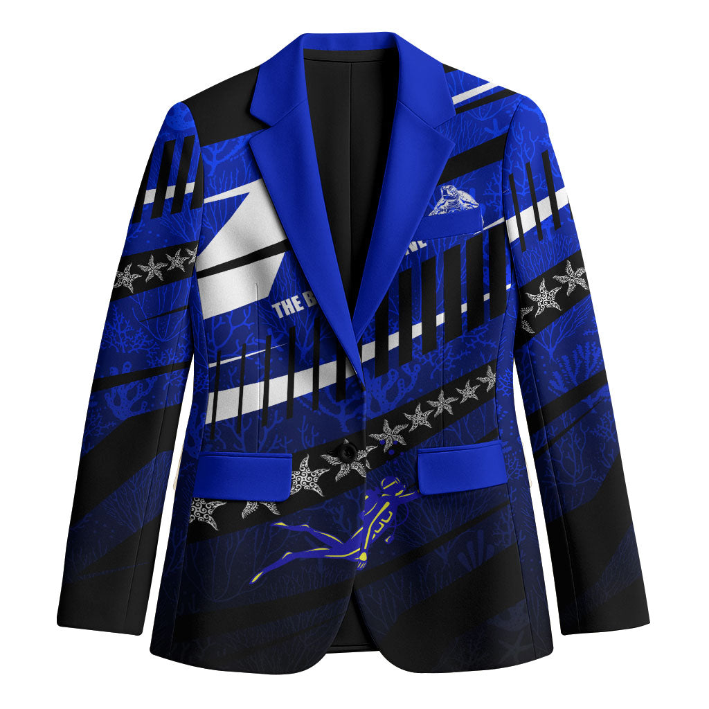 Kosrae Deep Sea Scuba Diving Blazer Blue Hole Beneath The Surface Coral Reef Graphic Art TS04 Unisex Blue Black - Polynesian Pride
