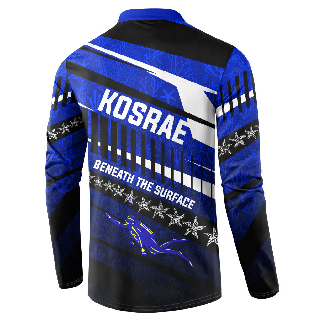 Kosrae Deep Sea Scuba Diving Button Sweatshirt Blue Hole Beneath The Surface Coral Reef Graphic Art