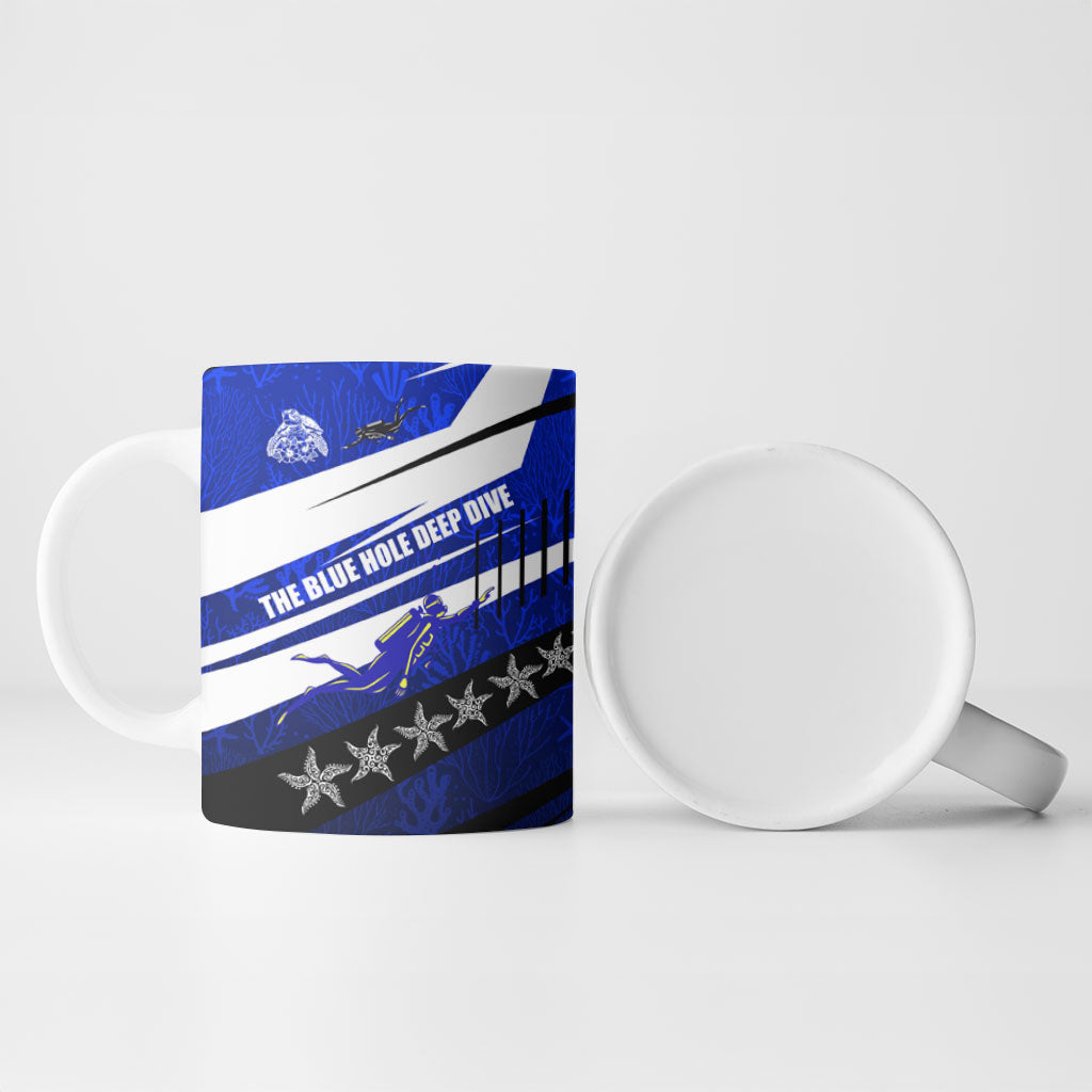 Kosrae Deep Sea Scuba Diving Ceramic Mug Blue Hole Beneath The Surface Coral Reef Graphic Art
