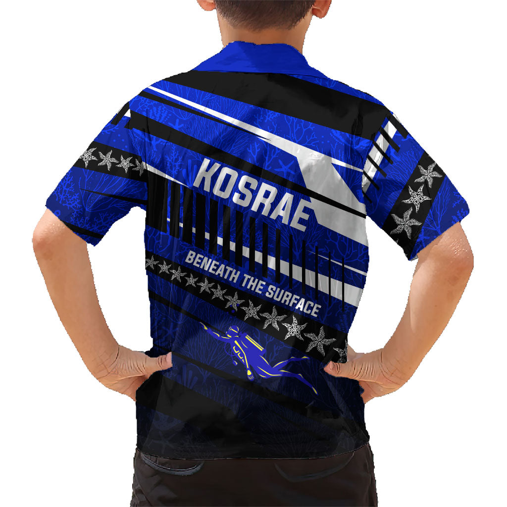 Kosrae Deep Sea Scuba Diving Family Matching Off Shoulder Maxi Dress and Hawaiian Shirt Blue Hole Beneath The Surface Coral Reef Graphic Art