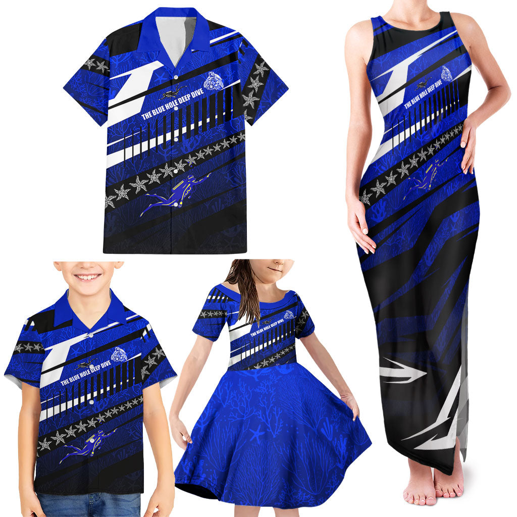 Kosrae Deep Sea Scuba Diving Family Matching Tank Maxi Dress and Hawaiian Shirt Blue Hole Beneath The Surface Coral Reef Graphic Art TS04 - Polynesian Pride