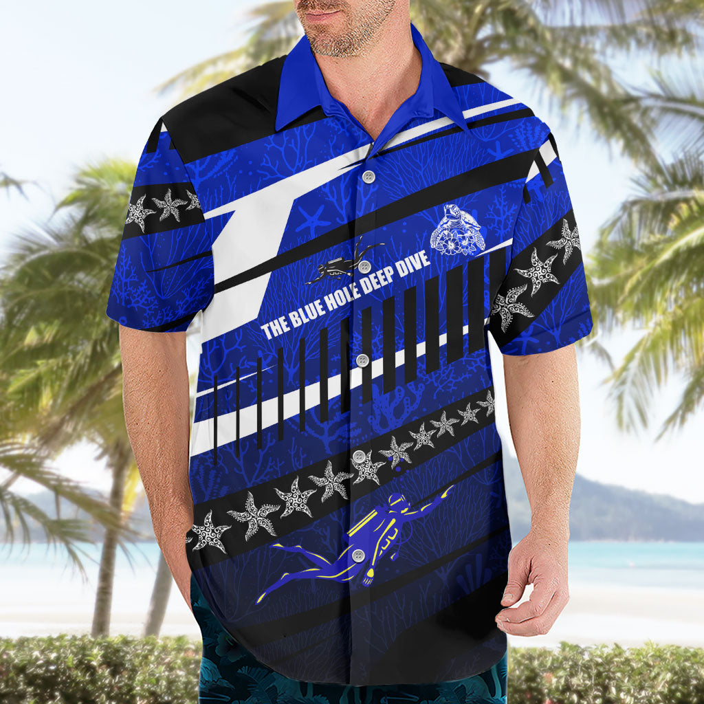 Kosrae Deep Sea Scuba Diving Hawaiian Shirt Blue Hole Beneath The Surface Coral Reef Graphic Art