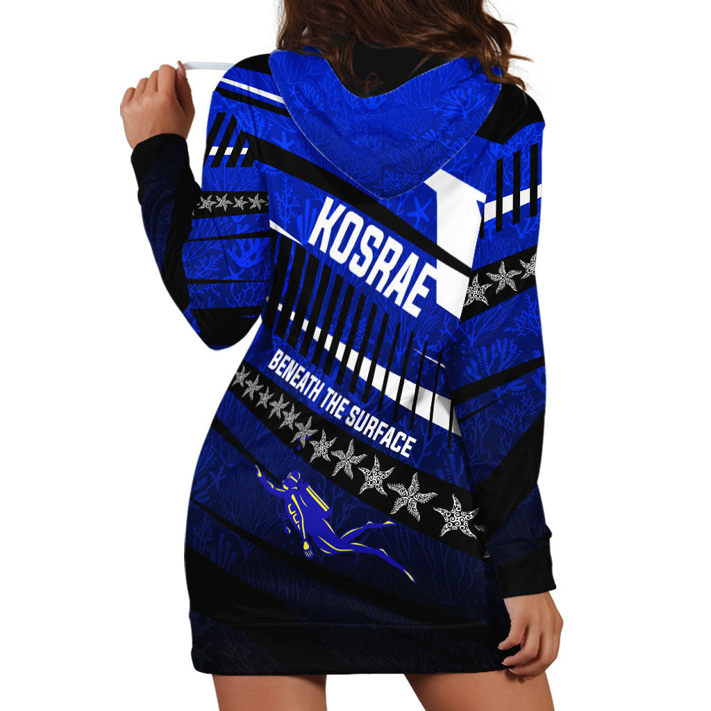 Kosrae Deep Sea Scuba Diving Hoodie Dress Blue Hole Beneath The Surface Coral Reef Graphic Art