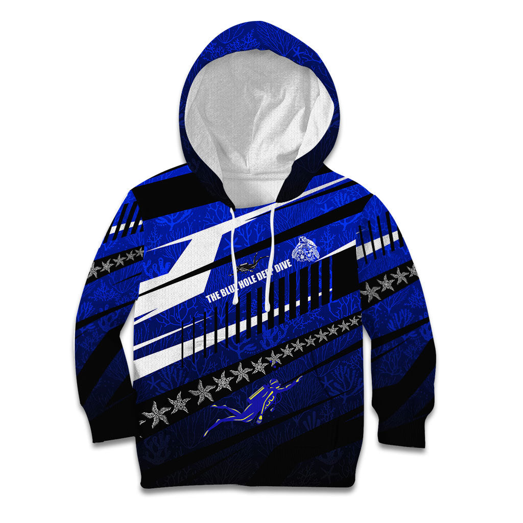 Kosrae Deep Sea Scuba Diving Kid Hoodie Blue Hole Beneath The Surface Coral Reef Graphic Art