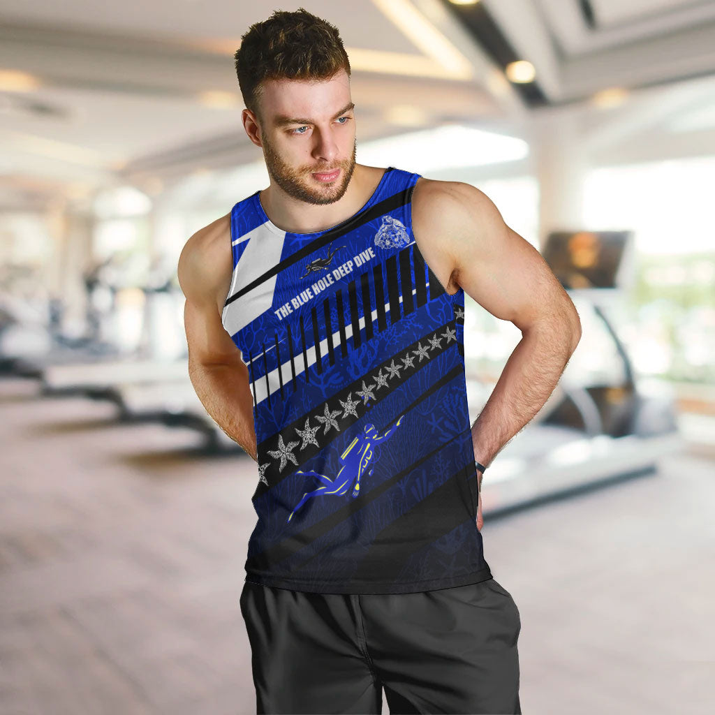 Kosrae Deep Sea Scuba Diving Men Tank Top Blue Hole Beneath The Surface Coral Reef Graphic Art