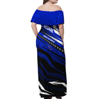 Kosrae Deep Sea Scuba Diving Off Shoulder Maxi Dress Blue Hole Beneath The Surface Coral Reef Graphic Art