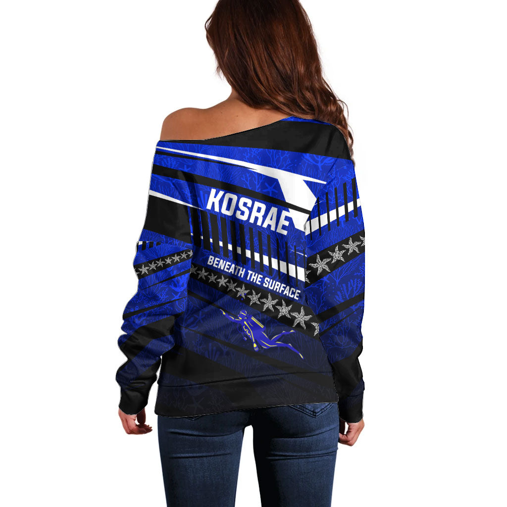 Kosrae Deep Sea Scuba Diving Off Shoulder Sweater Blue Hole Beneath The Surface Coral Reef Graphic Art