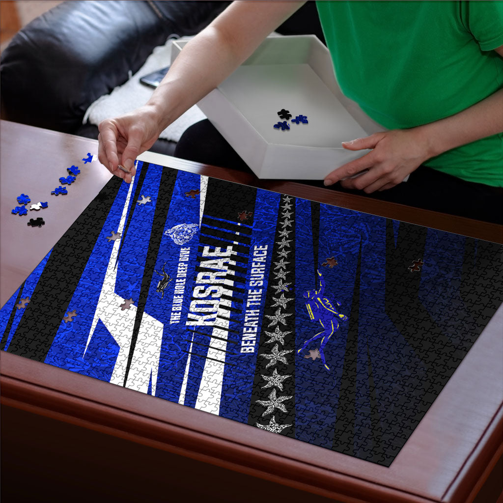 Kosrae Deep Sea Scuba Diving Puzzle Blue Hole Beneath The Surface Coral Reef Graphic Art