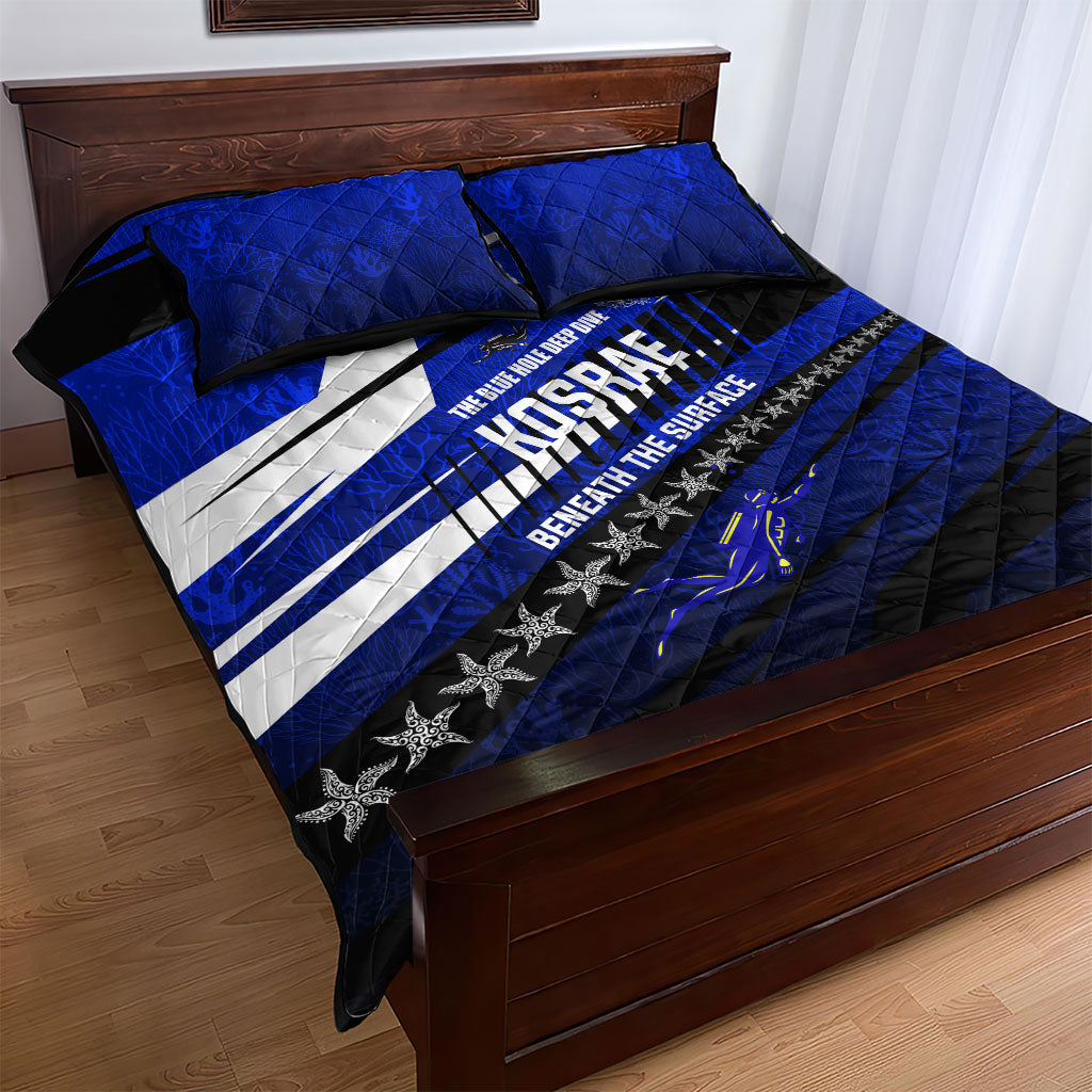 Kosrae Deep Sea Scuba Diving Quilt Bed Set Blue Hole Beneath The Surface Coral Reef Graphic Art