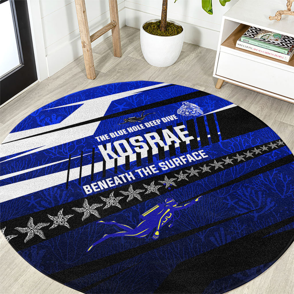 Kosrae Deep Sea Scuba Diving Round Carpet Blue Hole Beneath The Surface Coral Reef Graphic Art