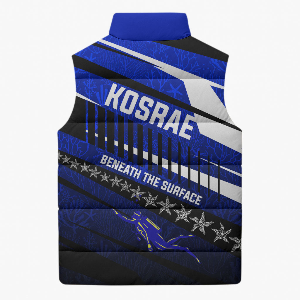 Kosrae Deep Sea Scuba Diving Sleeveless Puffer Jacket Blue Hole Beneath The Surface Coral Reef Graphic Art