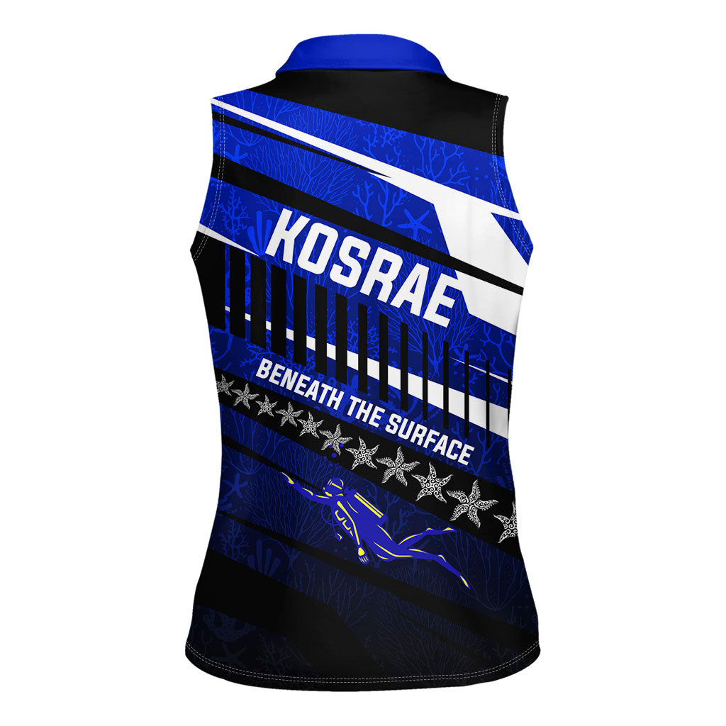 Kosrae Deep Sea Scuba Diving Women Sleeveless Polo Shirt Blue Hole Beneath The Surface Coral Reef Graphic Art