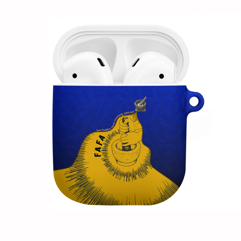 Kosrae Fafa Culinary Heritage AirPods Case Kosraean Gold Taro Tradition Illustration With Coconut Leaves
