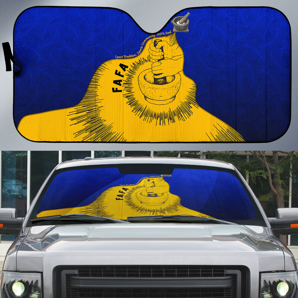 Kosrae Fafa Culinary Heritage Auto Sun Shade Kosraean Gold Taro Tradition Illustration With Coconut Leaves