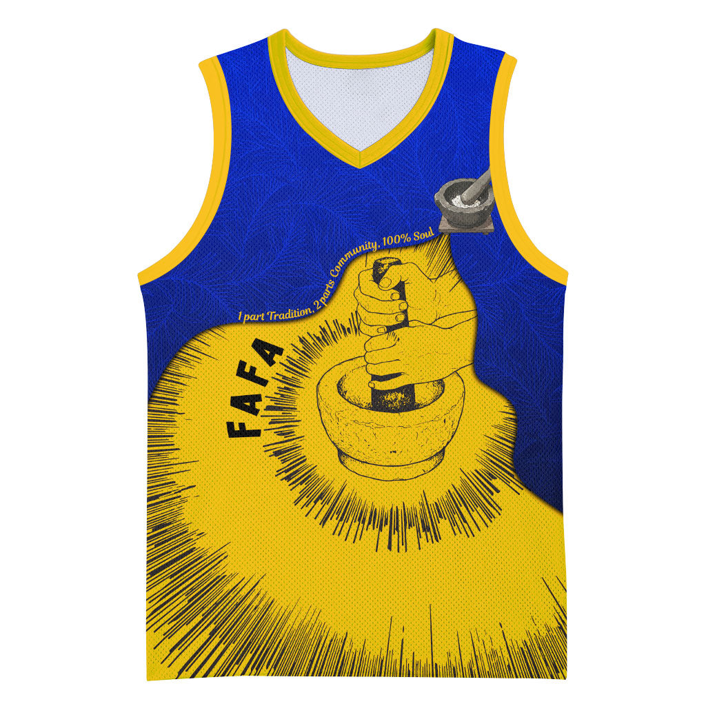 Kosrae Fafa Culinary Heritage Basketball Jersey Kosraean Gold Taro Tradition Illustration With Coconut Leaves TS04 Unisex Blue Yellow - Polynesian Pride