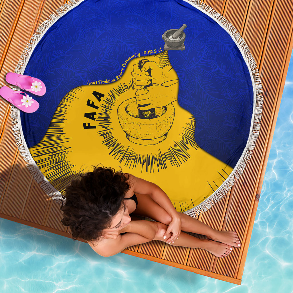 Kosrae Fafa Culinary Heritage Beach Blanket Kosraean Gold Taro Tradition Illustration With Coconut Leaves