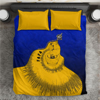 Kosrae Fafa Culinary Heritage Bedding Set Kosraean Gold Taro Tradition Illustration With Coconut Leaves