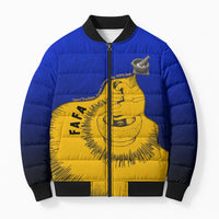 Kosrae Fafa Culinary Heritage Bomber Puffer Jacket Kosraean Gold Taro Tradition Illustration With Coconut Leaves